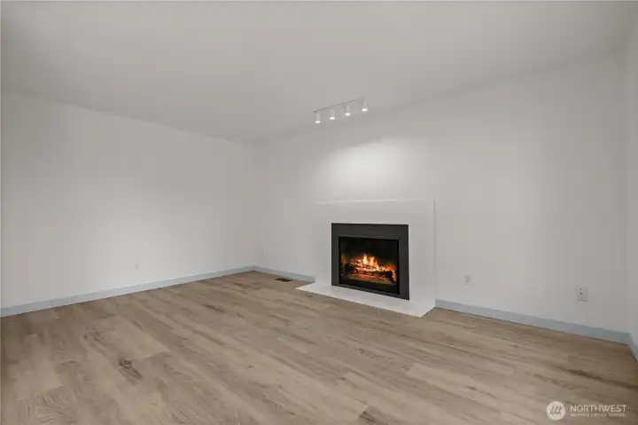 Living room with 2nd fireplace