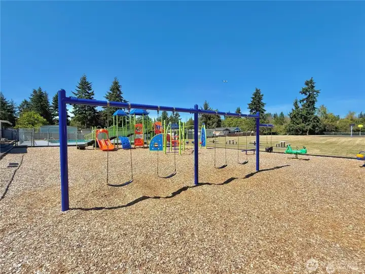 Playground and ball field.