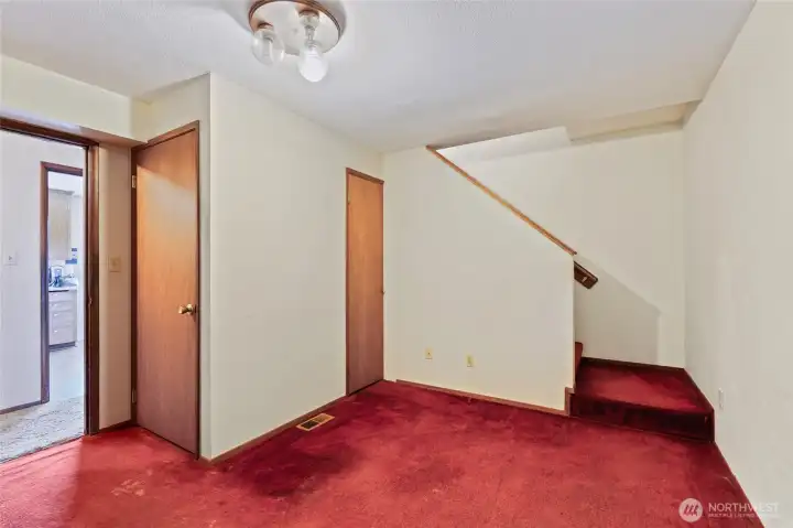 Entry to upper floor that was added in 1985 with permits.