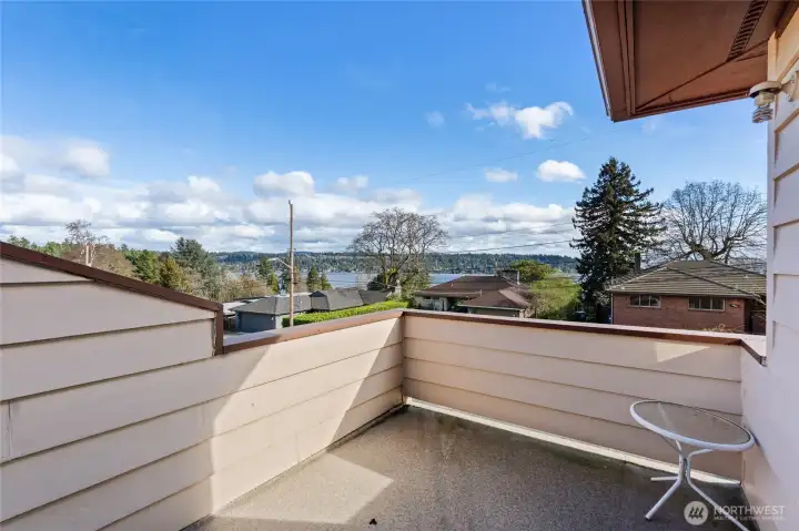 Deck off the primary with views of Lake Union.