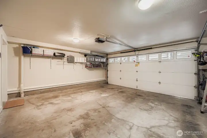 Two car garage fits a truck and four door car.