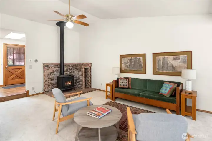 This view shows the entry way into the living room.