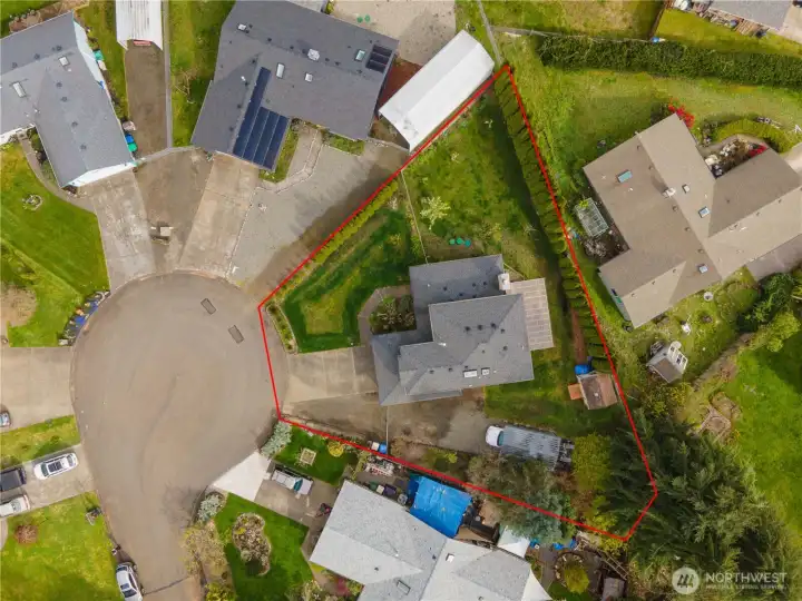 Overhead picture of the home on the Cul-de-sac