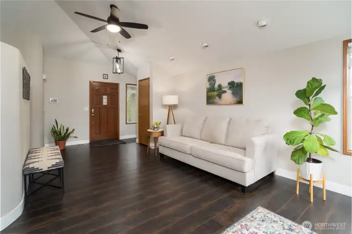 Living room with entry door