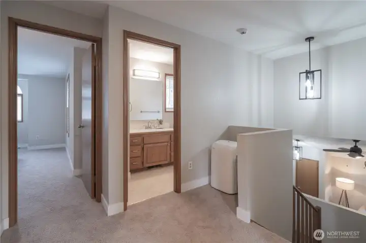 Upstairs landing looking at bathroom and bedroom
