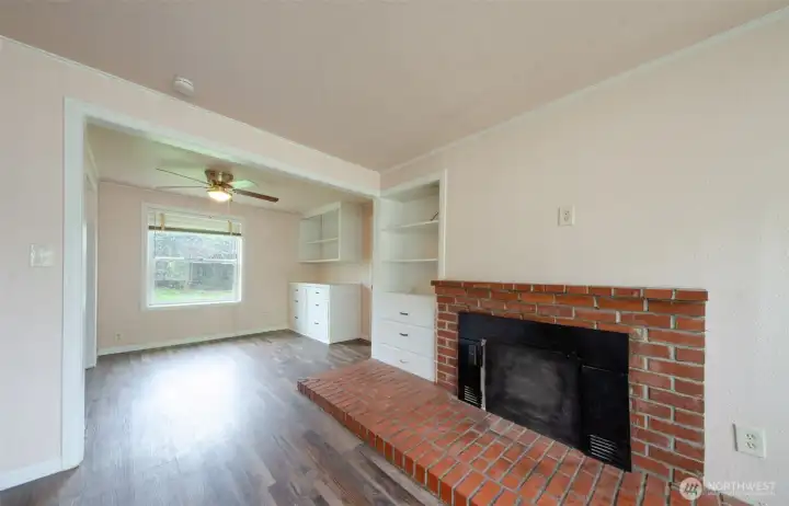 Living area and dining room