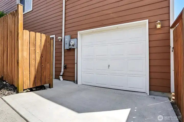A one car garage completes the home. A one car garage completes the home.