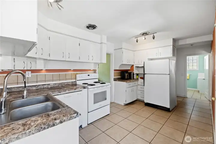 Large kitchen with eating space. Large kitchen with eating space.