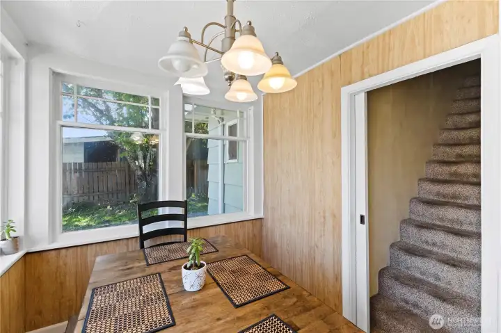Stairs to the upstairs bedroom. Stairs to the upstairs bedroom.