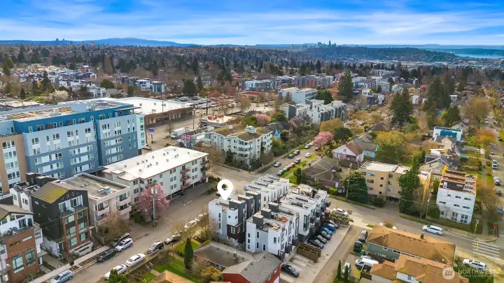 Aerial view facing South. Aerial view facing South.