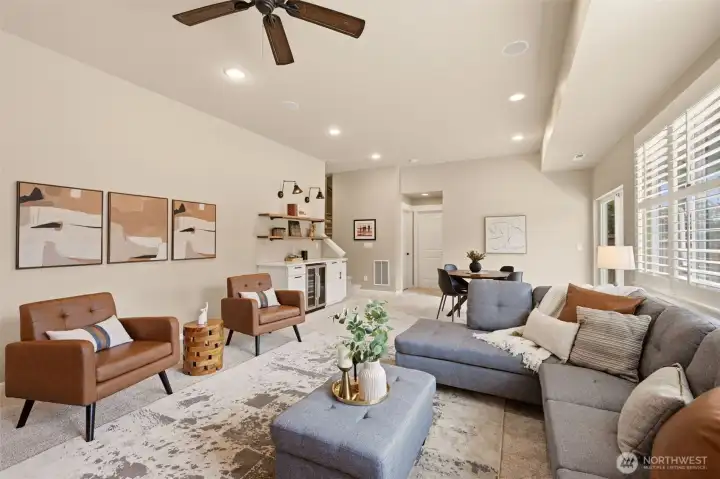 Lower level recreation, media room with wine cooler and extra bedroom and a full bathroom. Lower level recreation, media room with wine cooler and extra bedroom and a full bathroom.
