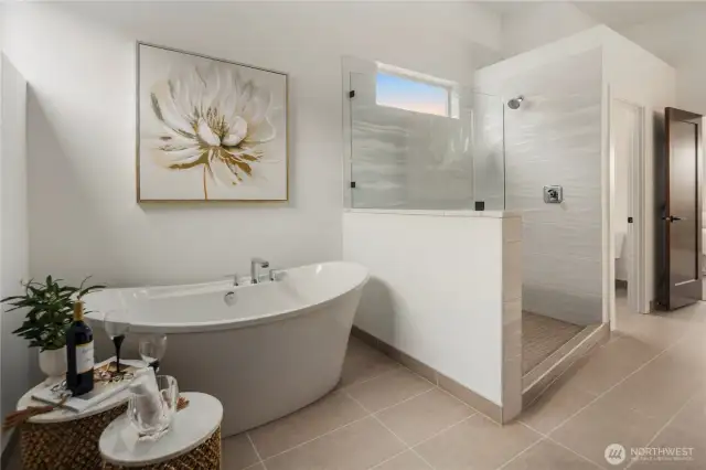 Soaking Tub w/Over-Sized Custom Shower & Private Toilet Area