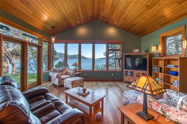 Stunning outlook from great room! Propane hydronic in-floor heat plus a Vermont Castings stove for the cozy season!