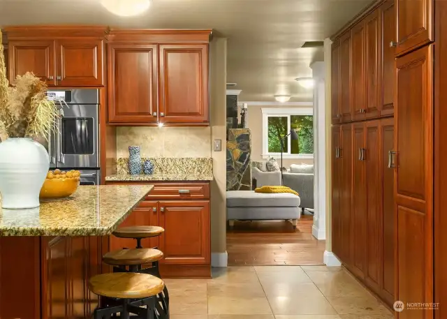 View to informal living room space off kitchen