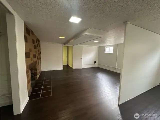 Huge open finished basement spaces.