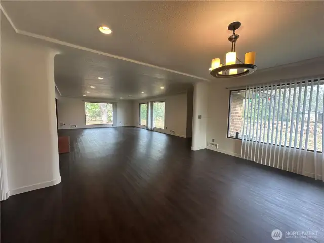 Large open dining and living space in main house