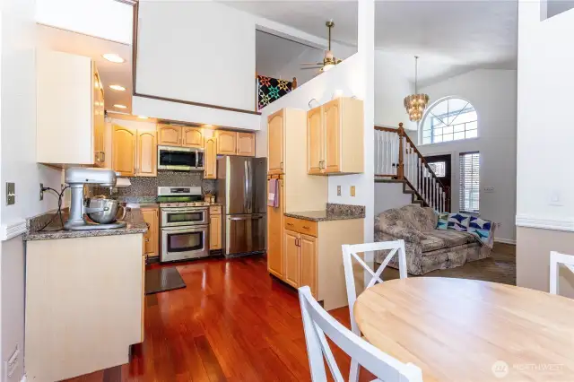 Open cathedral ceilings make it easy to communicate and for air to circulate, especially with ceiling fans.