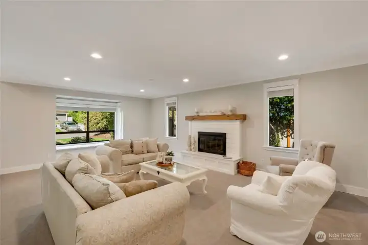 Fireplace with gas line.