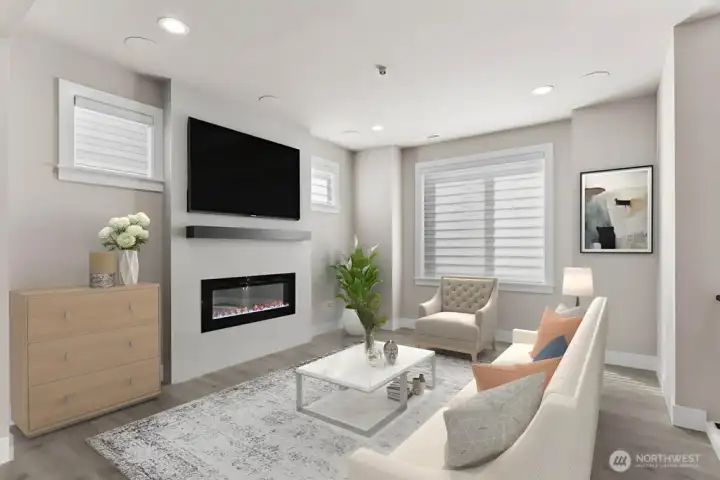 Virtual staging.  Lots of light in the family room!