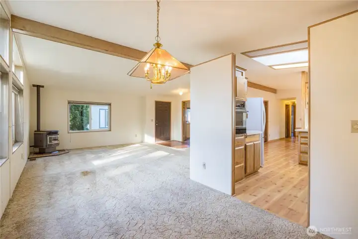 Formal dining area is just off the kitchen.
