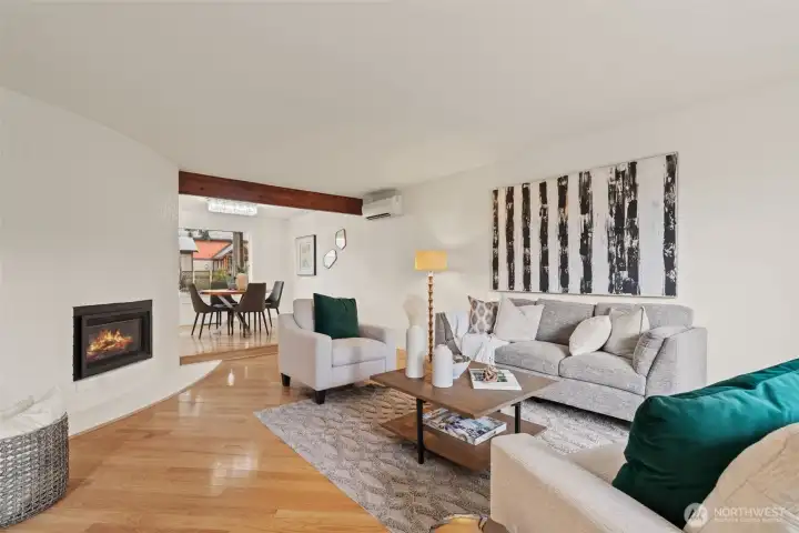 Living room with fireplace.