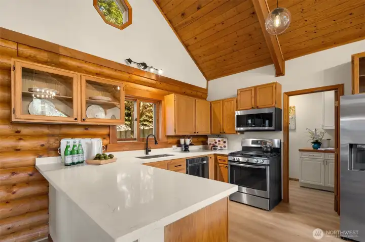 Updated kitchen with new quartz countertops.