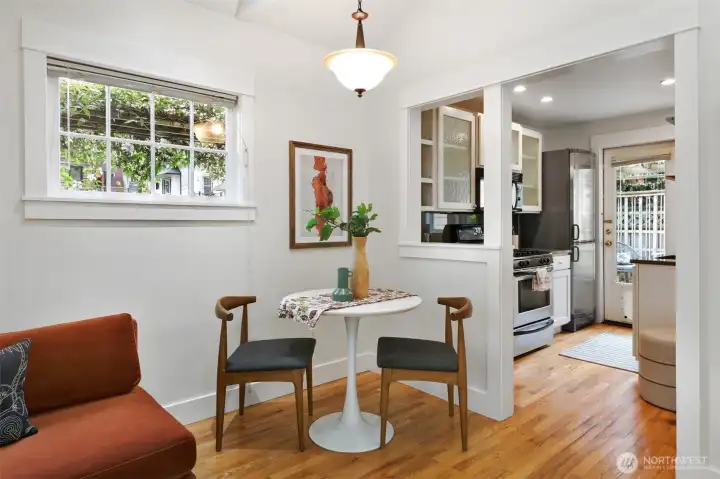 The quaint and cozy dining area is great for quiet nights in and leisurely weekend brunch.