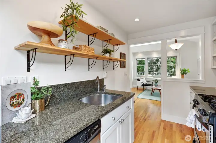 Stylish open shelving would be great for an indoor herb garden!