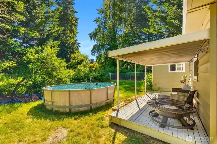 Relax on the covered back patio