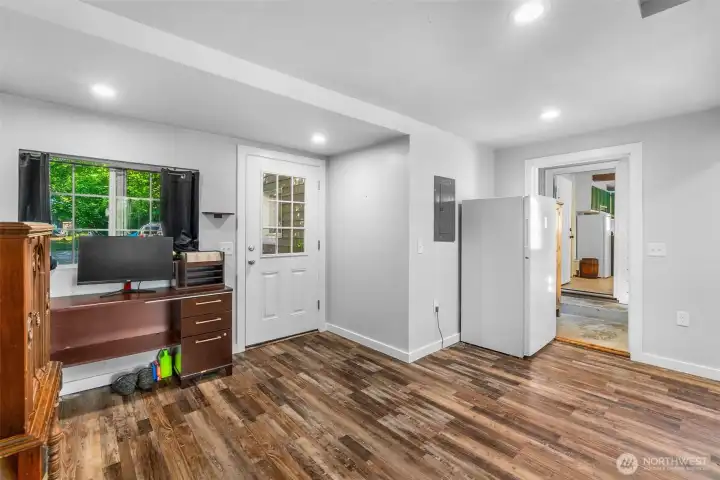 Each living space has it's own entrance and the breezeway beyond separates the two living spaces