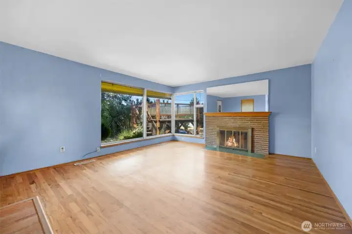 The fireplace in the living room is a great focal point.