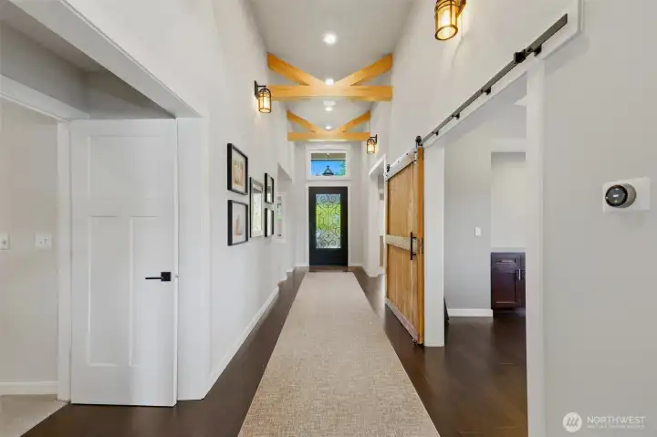 Entry hall with extra high ceilings. Entry hall with extra high ceilings.