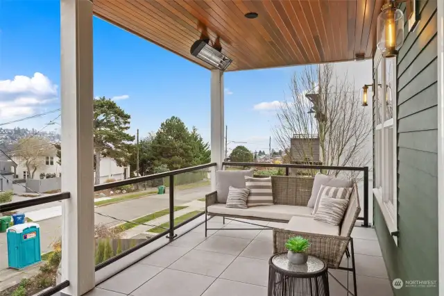 Front deck off living room. A nice spot to take in the Views. Equipped with two heaters to keep you cozy during the colder days.