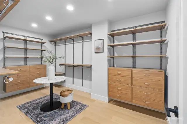 Very large primary walk in Closet, designed to be very customizable to Buyer preferences.