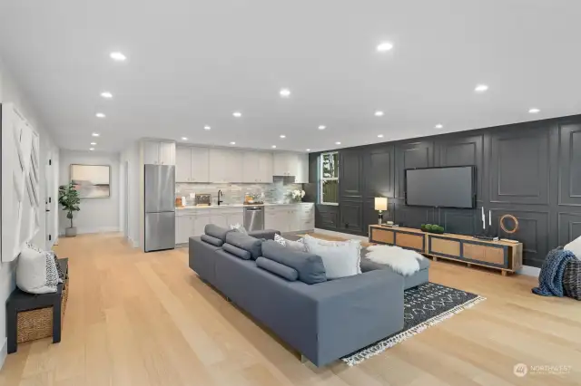 1st level family room with kitchenette.