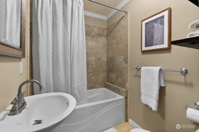 Full tile surround shower and bathtub.