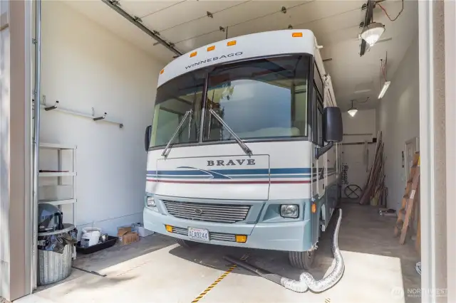 RV garage can hold a large RV.