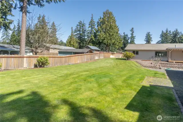 View of the back yard looking toward the house.