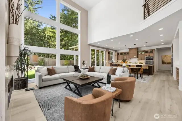 Impressive and dramatic 20' ceilings and walls of windows!