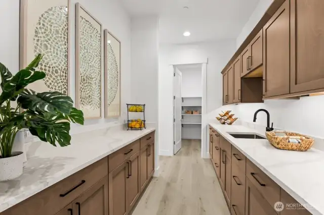 Butler's pantry for additional appliances, even more storage, and hosting large gatherings