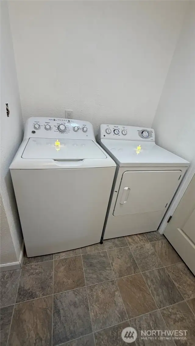 Washer and dryer stay.