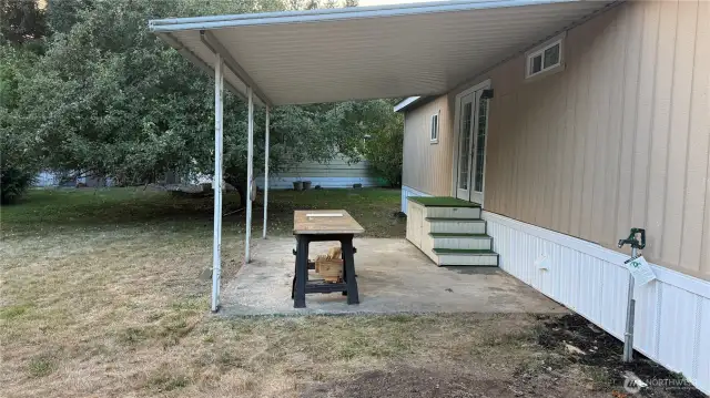 Side view of back patio