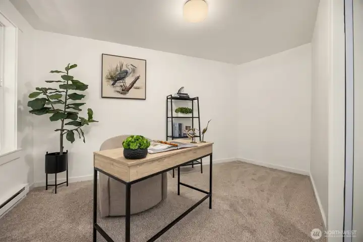 Enough space to make it an office/guest room, a dining room, or add a coat closet in the corner.