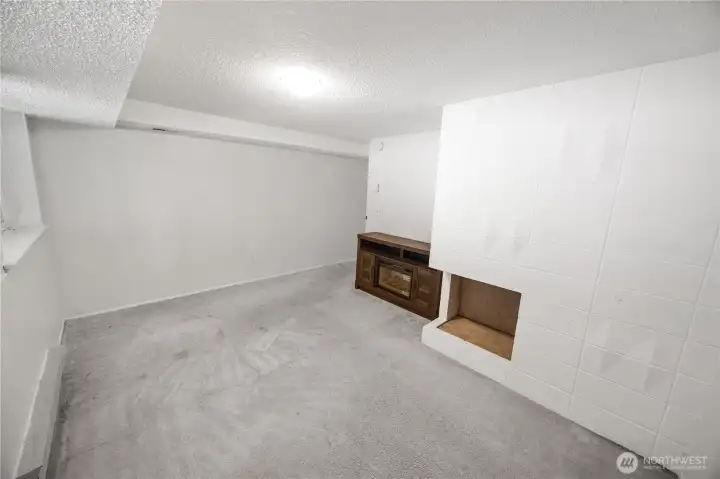 and there's another bedroom downstairs with a fireplace