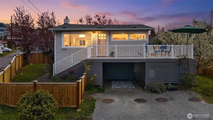 Off street parking and basement patio entrance