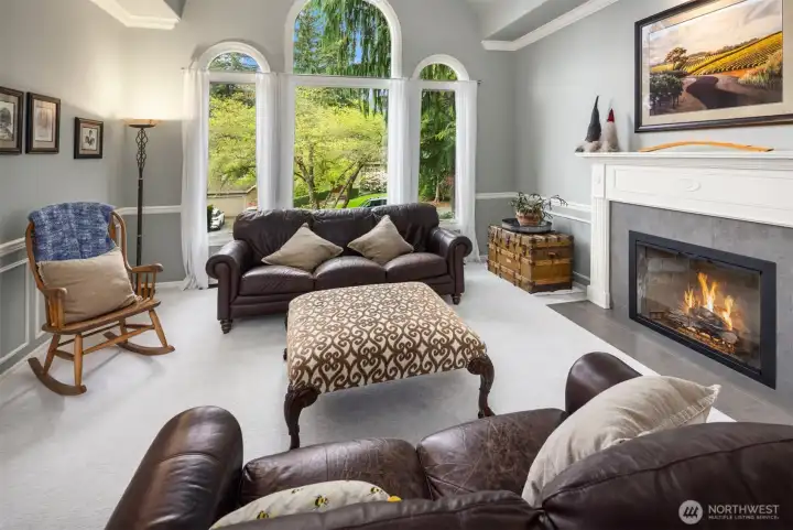 Comfortable formal living room with a cozy, traditional style
