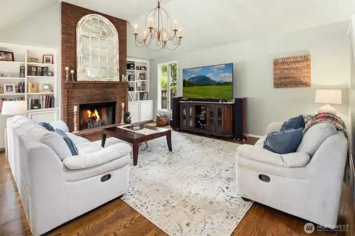 Family room blends comfort and style, making it ideal for family gatherings, relaxing, and entertainment.