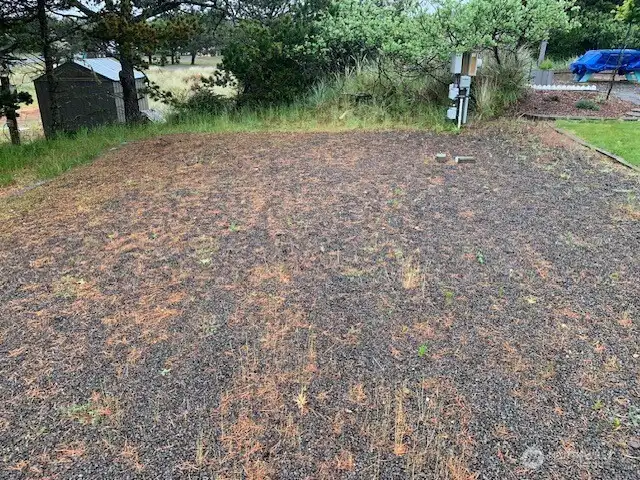 Parking area for your RV with 3 RV hookups. Parking area for your RV with 3 RV hookups.