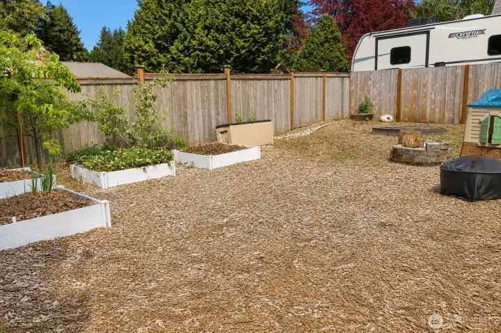 Garden space around the backside of the house Garden space around the backside of the house