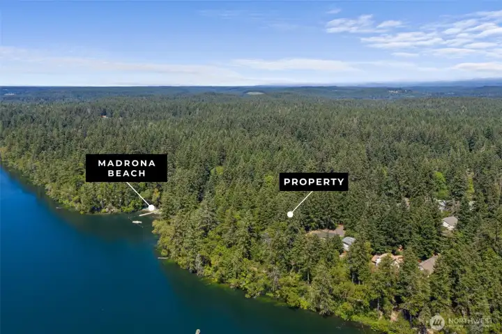 Madrona beach is a short 3 min walk from the property on the community walking trail.